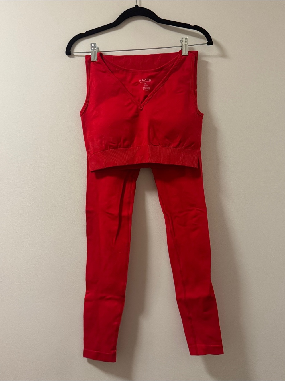 Women's High-Waist Red Leggings and Crop Top Work out set